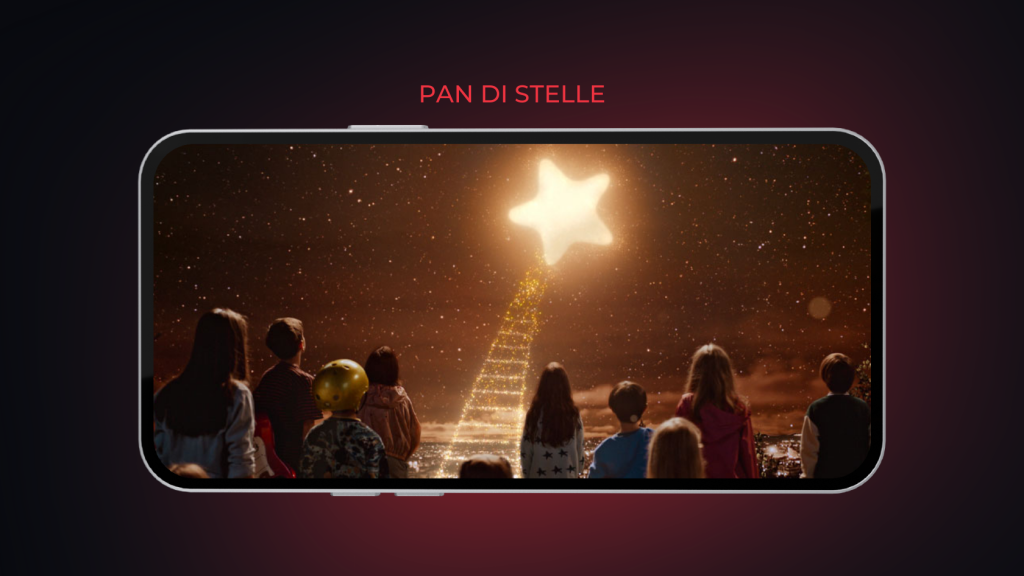 frame tratto dalla pubblicità natalizia 2024 di Pan di Stelle