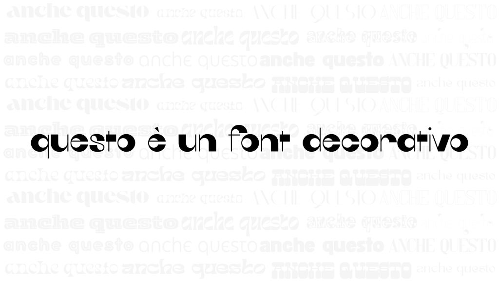 Tipi di font: il potere nascosto dei caratteri tipografici 5 frase "questo è un font decorativo" scritta in font decorativo