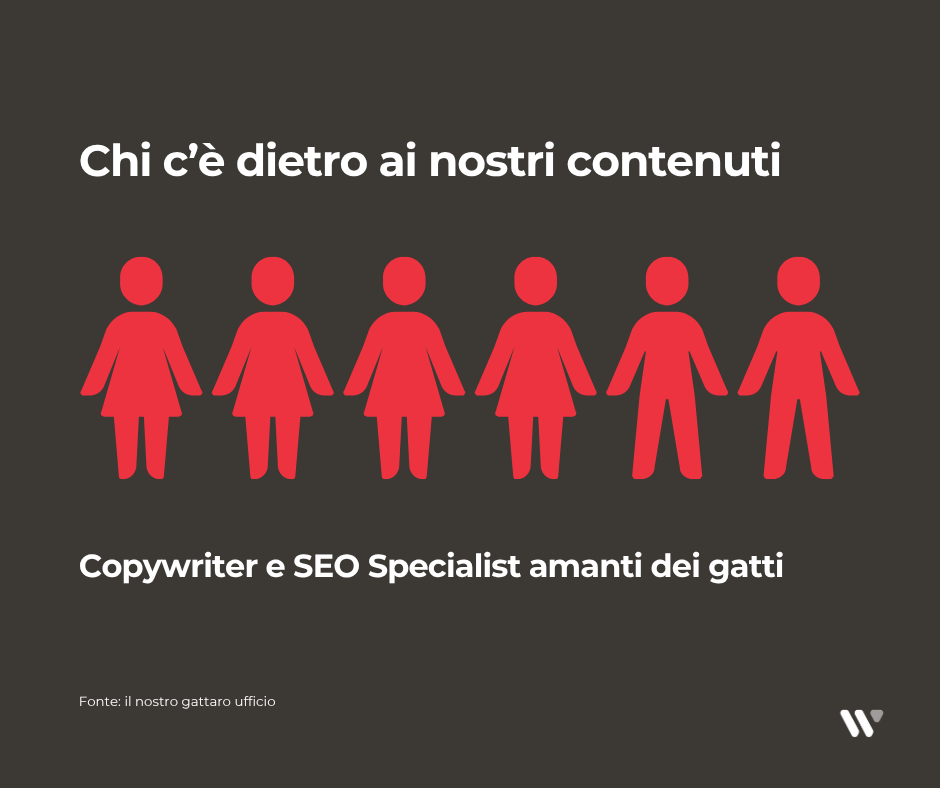 AI Overview Google: è finita la SEO? 4 immagine ironica che recita: "chi c'è dietro ai contenuti di groweb: copywriter e seo specialist amanti dei gatti"